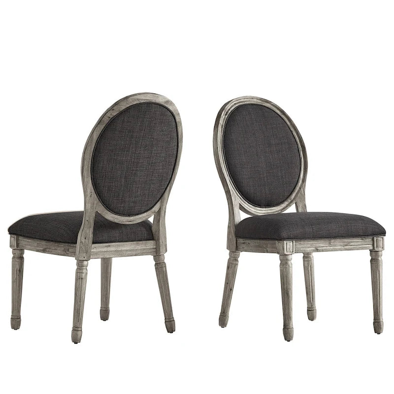 Chaises de salle à manger rondes en lin et bois Deana (lot de 2) par iNSPIRE Q Artisan