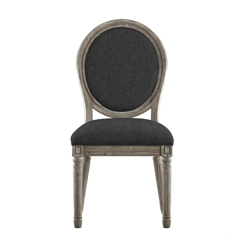Chaises de salle à manger rondes en lin et bois Deana (lot de 2) par iNSPIRE Q Artisan