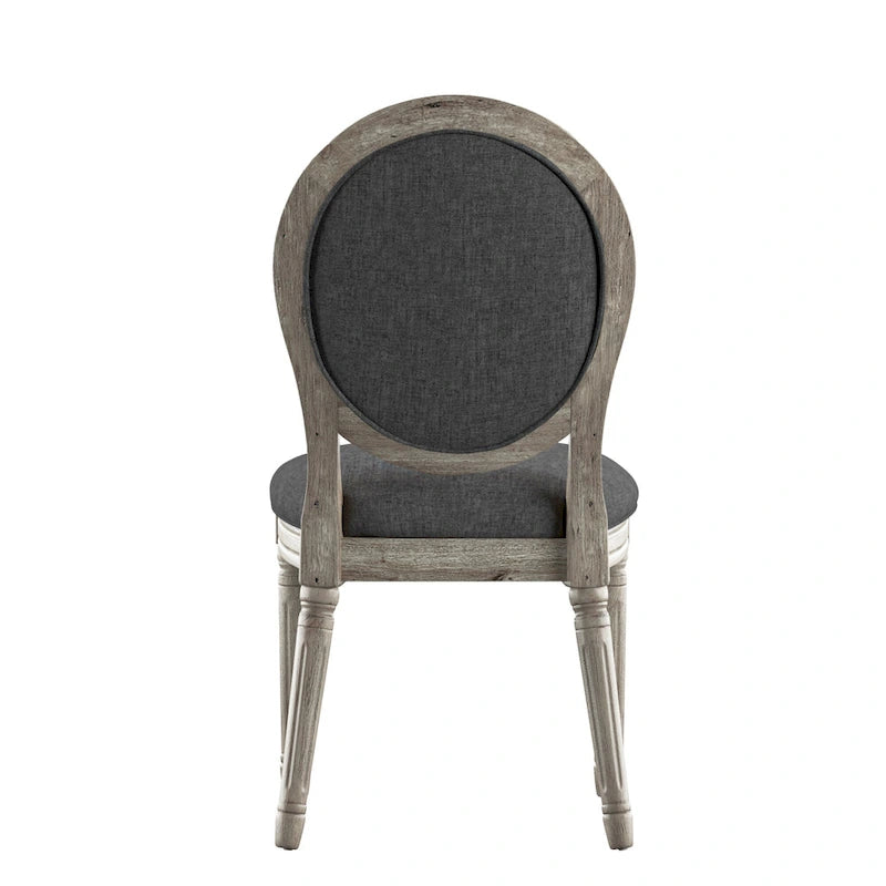 Chaises de salle à manger rondes en lin et bois Deana (lot de 2) par iNSPIRE Q Artisan