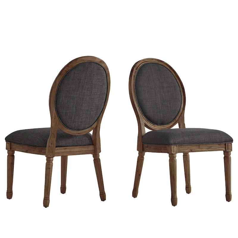 Chaises de salle à manger rondes en lin et bois Deana (lot de 2) par iNSPIRE Q Artisan