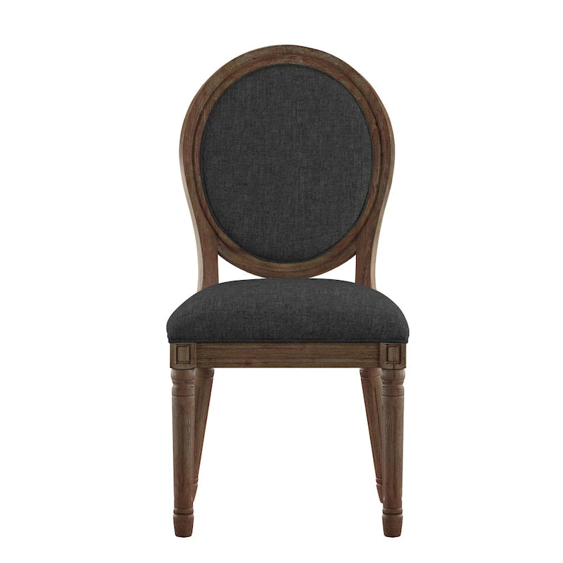 Chaises de salle à manger rondes en lin et bois Deana (lot de 2) par iNSPIRE Q Artisan