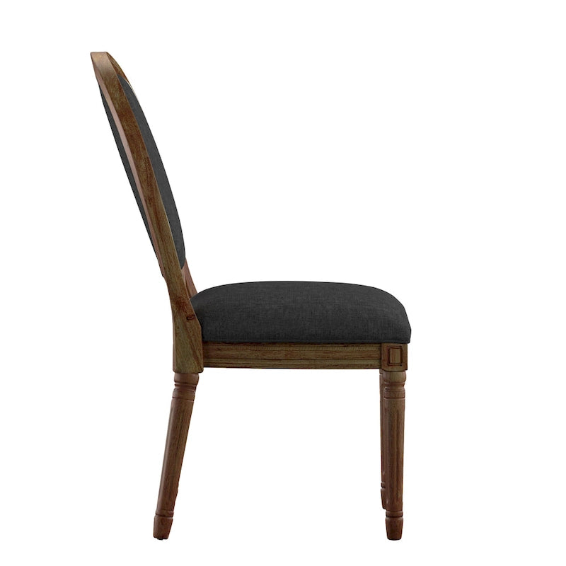 Chaises de salle à manger rondes en lin et bois Deana (lot de 2) par iNSPIRE Q Artisan