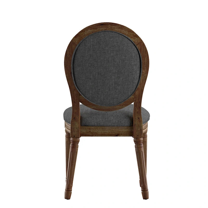 Chaises de salle à manger rondes en lin et bois Deana (lot de 2) par iNSPIRE Q Artisan