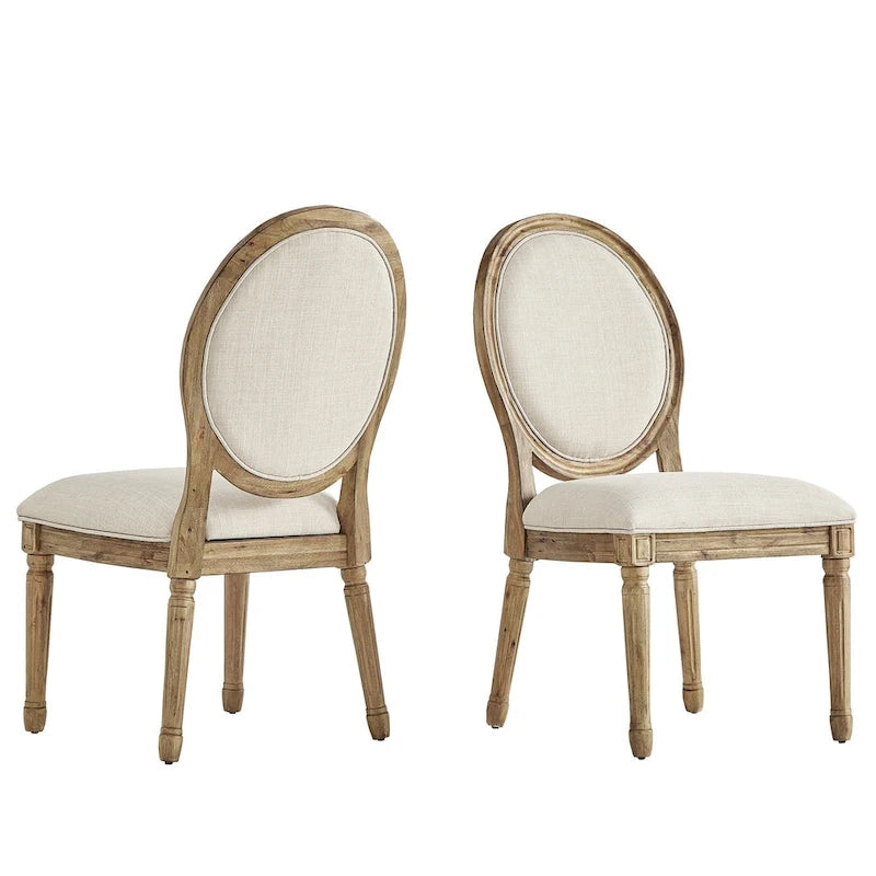 Chaises de salle à manger rondes en lin et bois Deana (lot de 2) par iNSPIRE Q Artisan