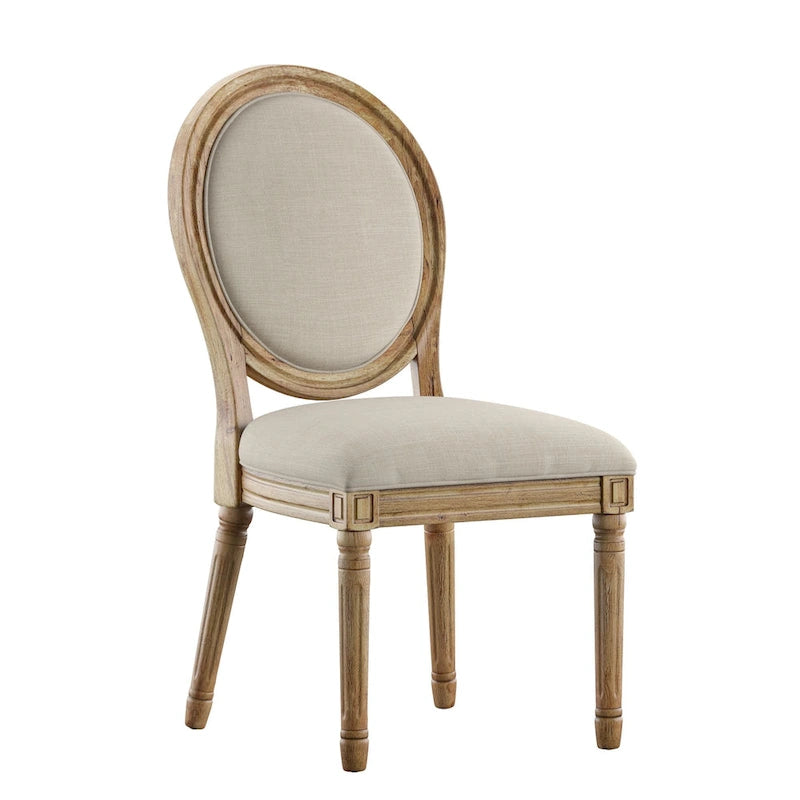 Chaises de salle à manger rondes en lin et bois Deana (lot de 2) par iNSPIRE Q Artisan