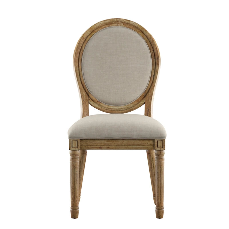 Chaises de salle à manger rondes en lin et bois Deana (lot de 2) par iNSPIRE Q Artisan