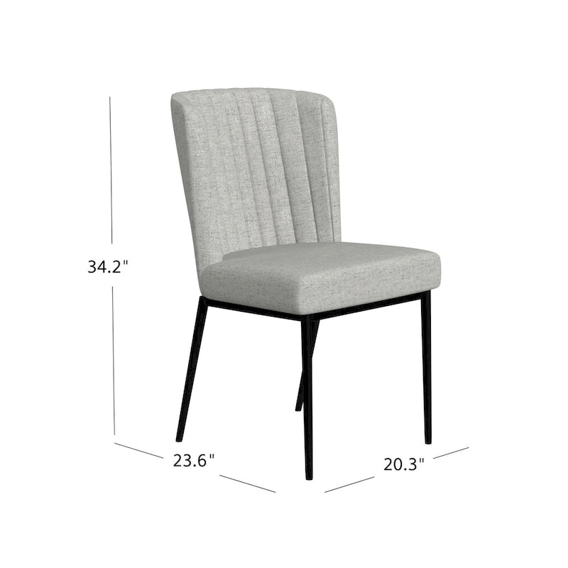 Chaises de salle à manger HomePop ChannelBack avec pieds en métal - Tissu tissé gris (lot de 2)