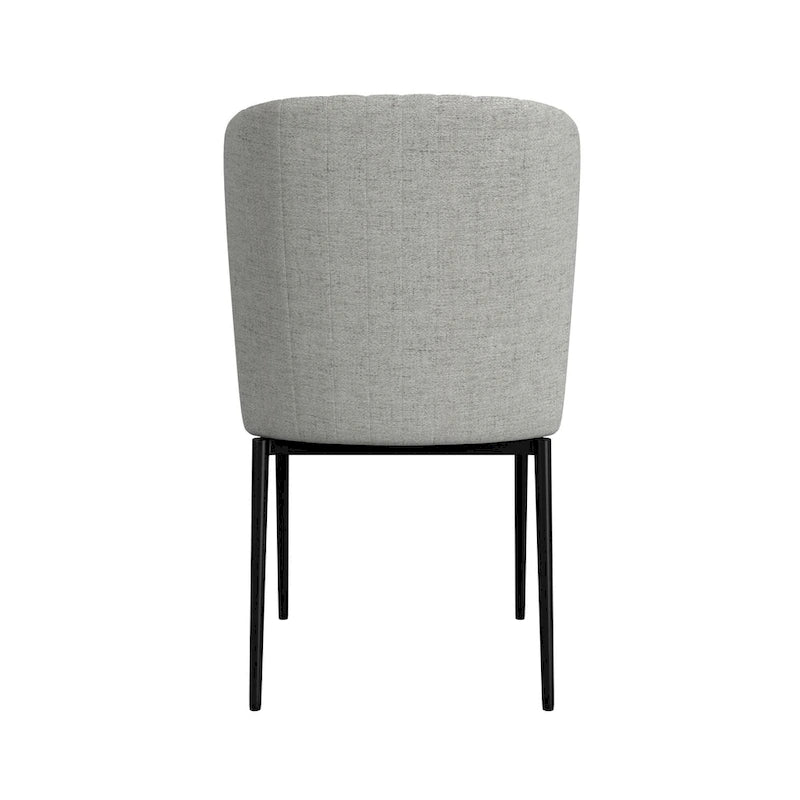 Chaises de salle à manger HomePop ChannelBack avec pieds en métal - Tissu tissé gris (lot de 2)