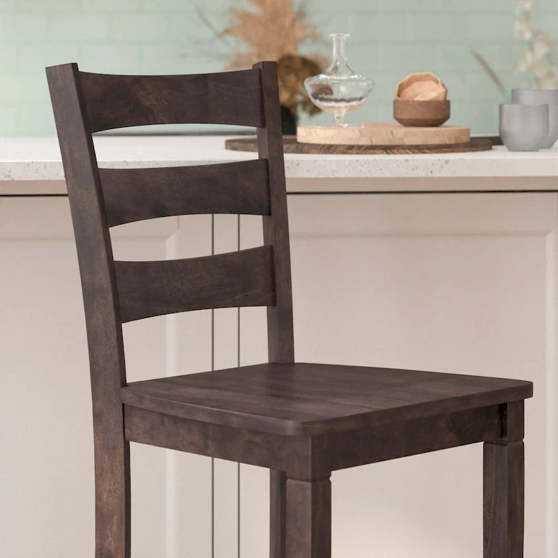 Commercial Grade Wooden Bar Height Stool, Set of 2