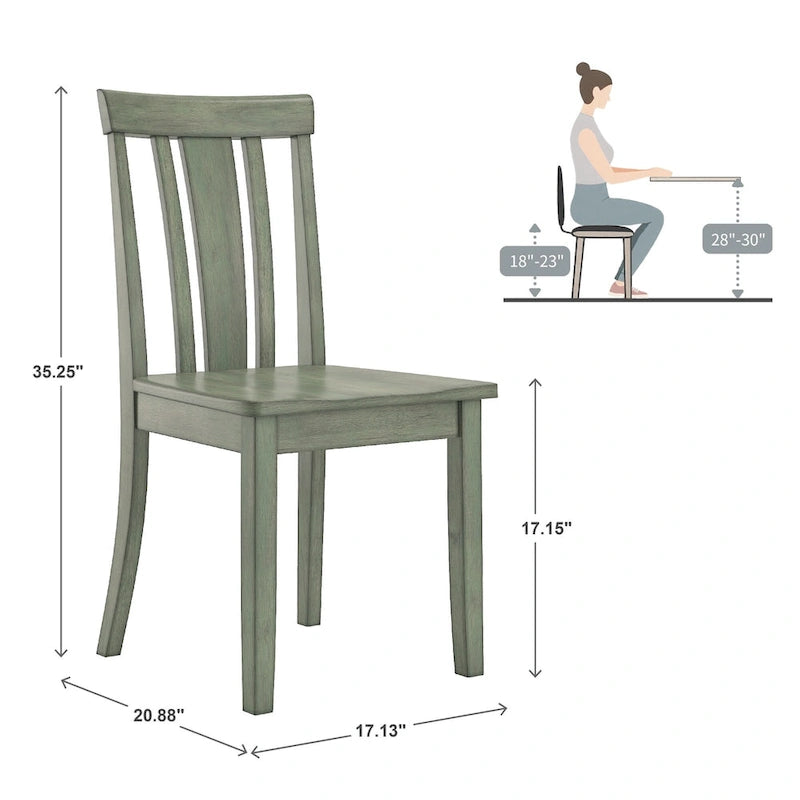 Ensemble de salle à manger rectangulaire 5 pièces Wilmington II 122 cm vert sauge antique par iNSPIRE Q Classic