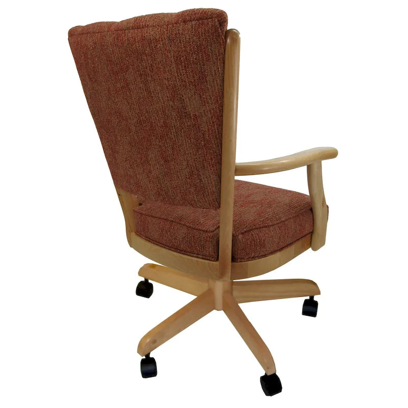 Chaise de salle à manger classique en bois massif avec roulettes - Hauteur 99 cm