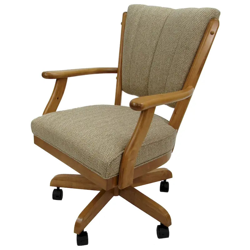 Chaise de salle à manger classique en bois massif avec roulettes - Hauteur 99 cm