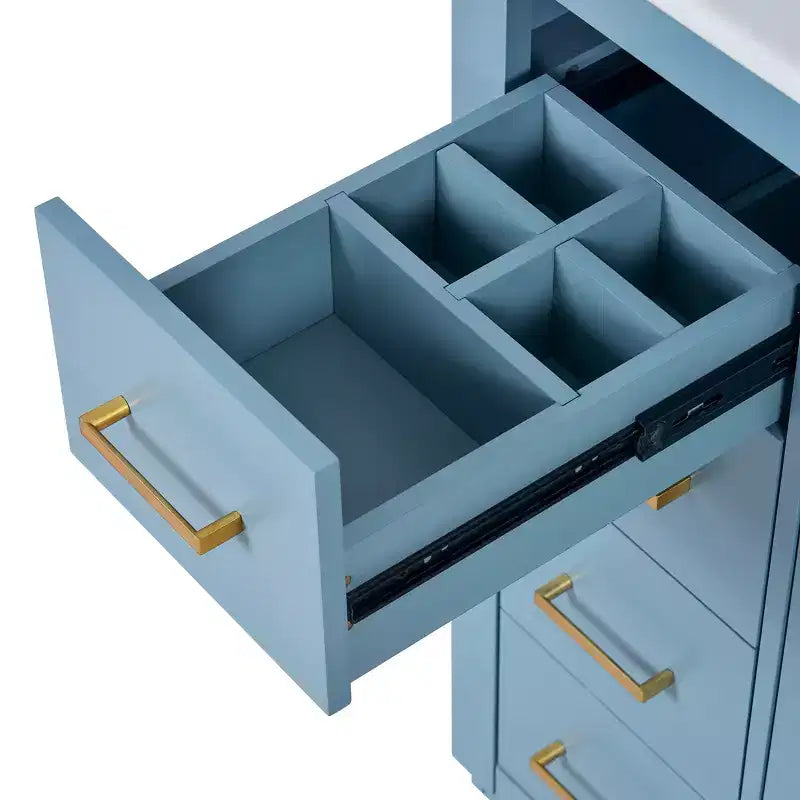 Meuble-lavabo simple de 76 cm avec armoire et 3 tiroirs – Noir / Bleu / Vert / Indigo / Blanc
