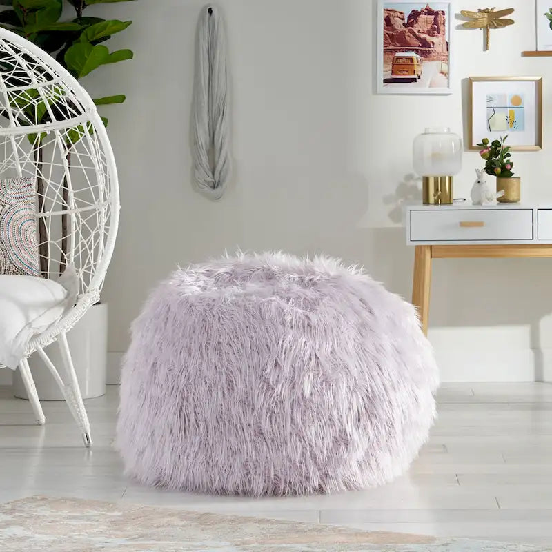 Pouf Mosier Modern Glam en fausse fourrure par Christopher Knight Home
