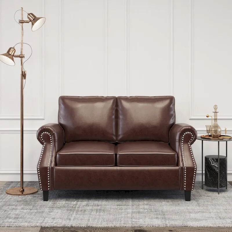 Causeuse en similicuir Lawton avec clous décoratifs par Christopher Knight Home