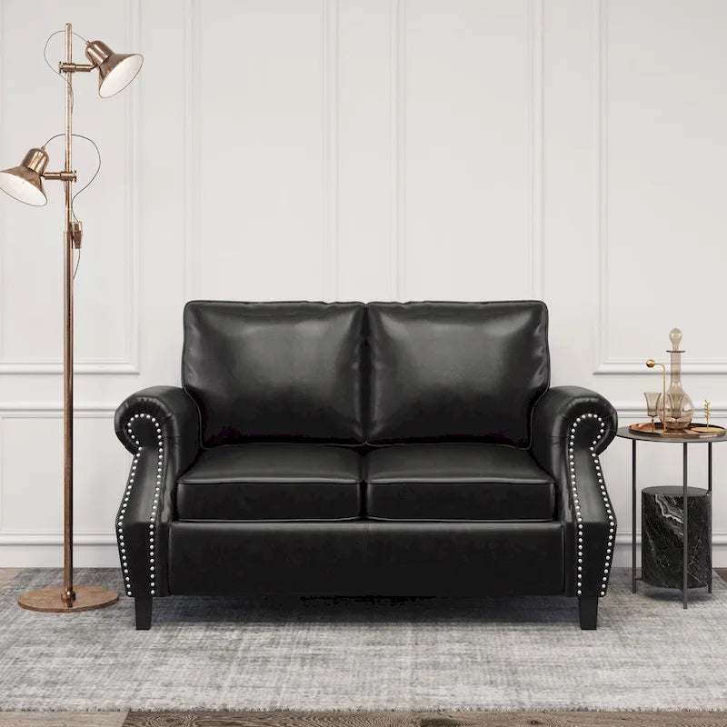Causeuse en similicuir Lawton avec clous décoratifs par Christopher Knight Home