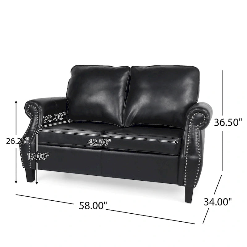Causeuse en similicuir Lawton avec clous décoratifs par Christopher Knight Home