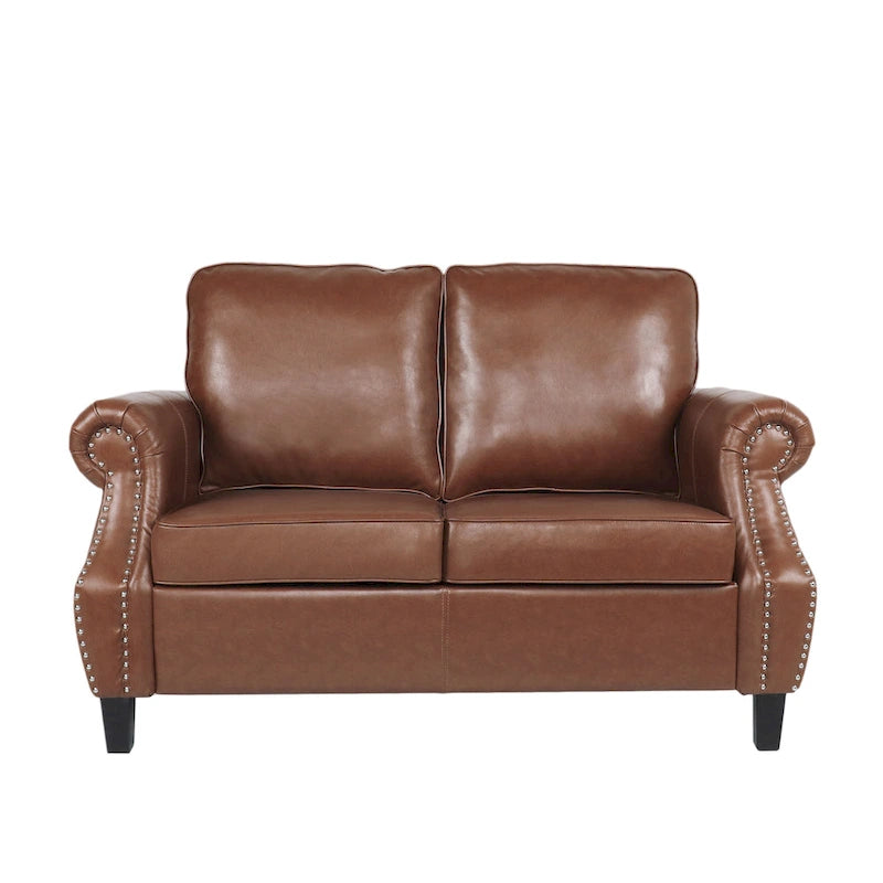 Causeuse en similicuir Lawton avec clous décoratifs par Christopher Knight Home