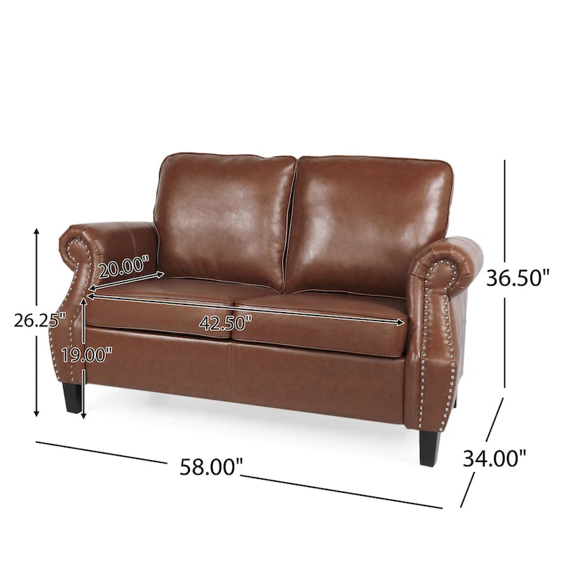 Causeuse en similicuir Lawton avec clous décoratifs par Christopher Knight Home