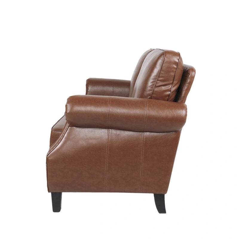 Causeuse en similicuir Lawton avec clous décoratifs par Christopher Knight Home