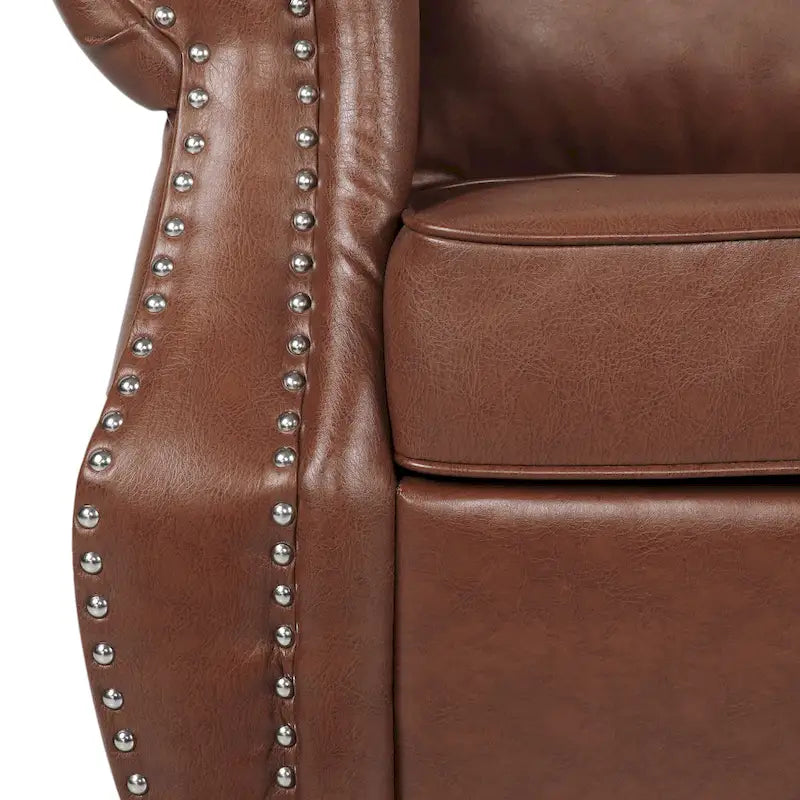 Causeuse en similicuir Lawton avec clous décoratifs par Christopher Knight Home