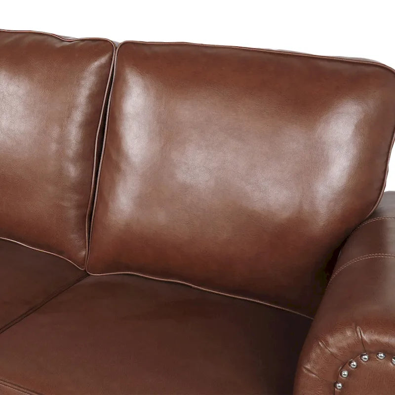 Causeuse en similicuir Lawton avec clous décoratifs par Christopher Knight Home