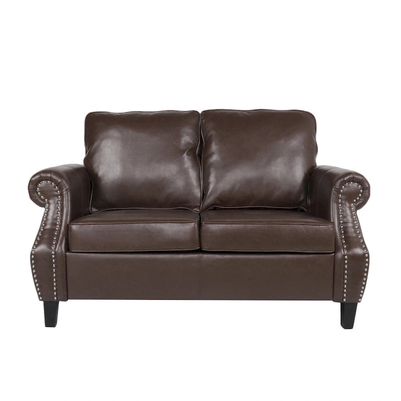 Causeuse en similicuir Lawton avec clous décoratifs par Christopher Knight Home