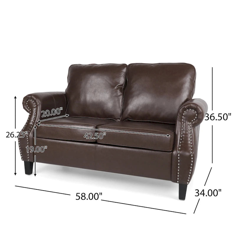 Causeuse en similicuir Lawton avec clous décoratifs par Christopher Knight Home