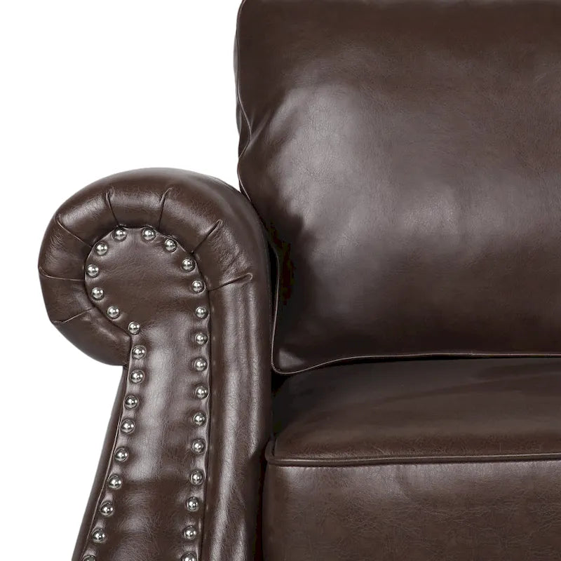 Causeuse en similicuir Lawton avec clous décoratifs par Christopher Knight Home