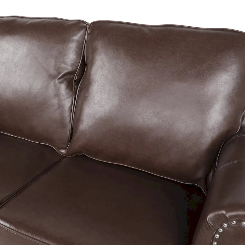 Causeuse en similicuir Lawton avec clous décoratifs par Christopher Knight Home