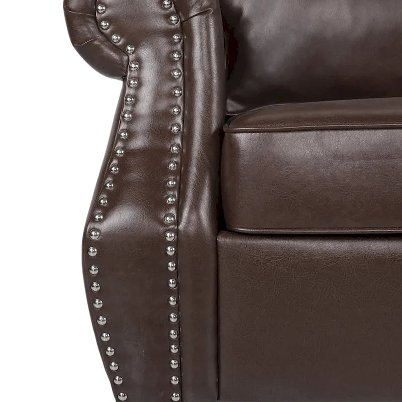 Causeuse en similicuir Lawton avec clous décoratifs par Christopher Knight Home