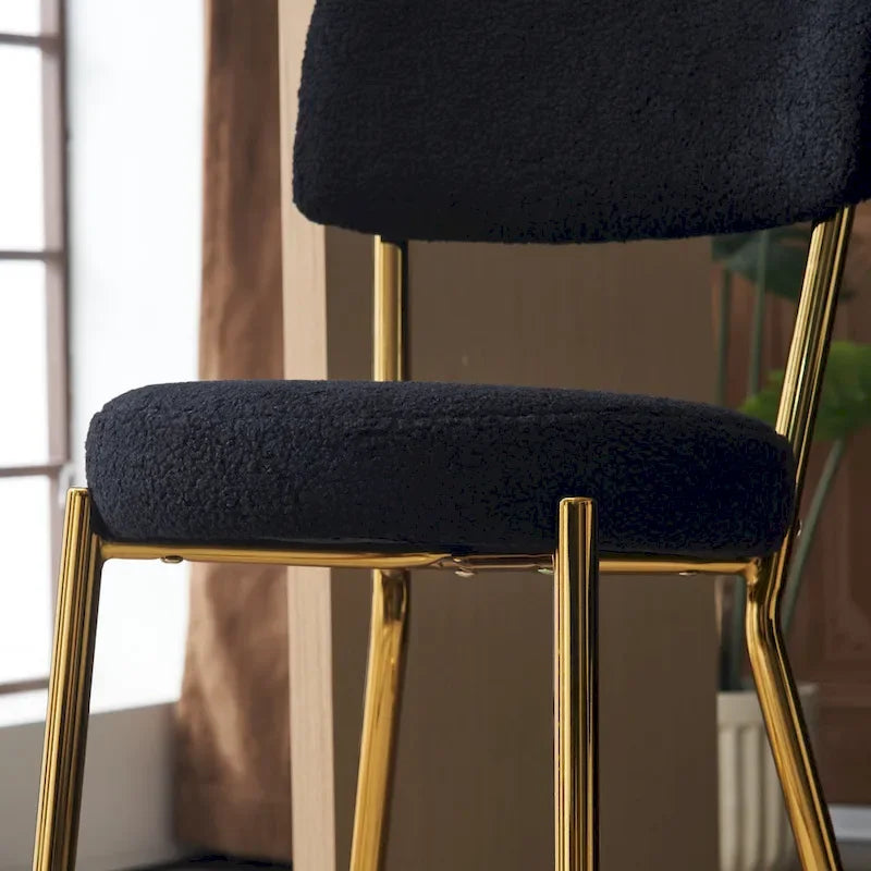 Lot de 2/Lot de 4 Tabourets de Bar Modernes Rembourrés en Tissu Teddy avec Piètement Métallique