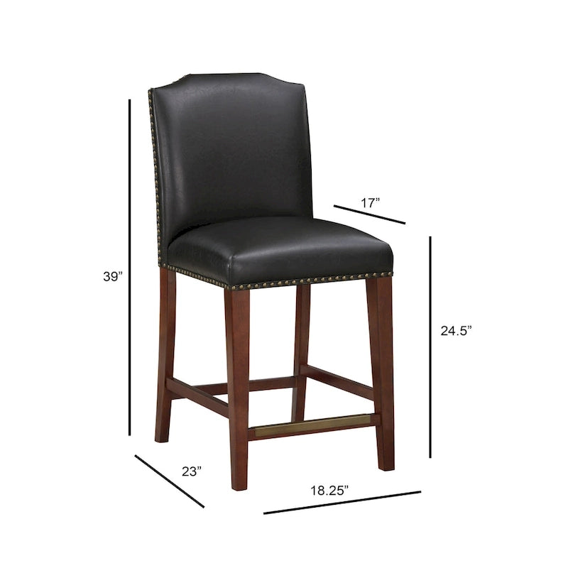 Tabouret de comptoir Britton en similicuir avec clous décoratifs par Greyson Living