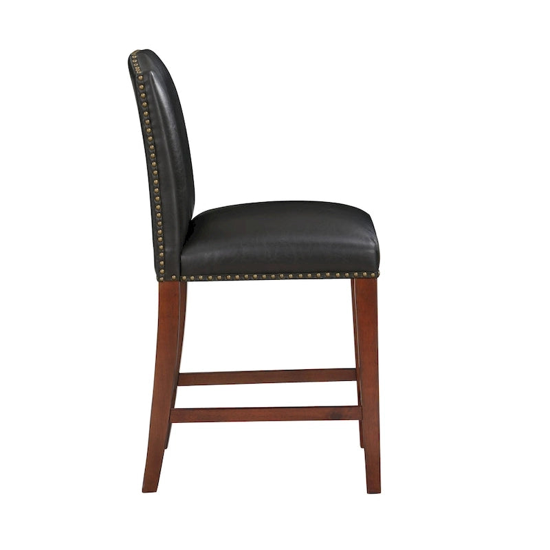 Tabouret de comptoir Britton en similicuir avec clous décoratifs par Greyson Living