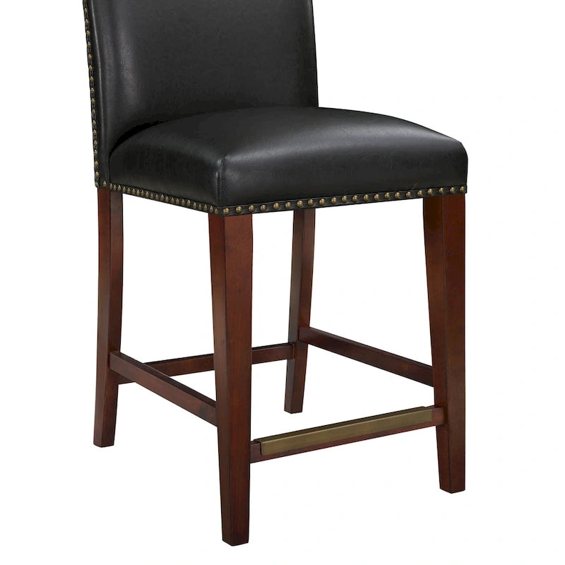 Tabouret de comptoir Britton en similicuir avec clous décoratifs par Greyson Living