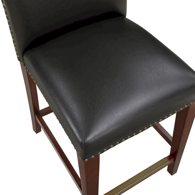 Tabouret de comptoir Britton en similicuir avec clous décoratifs par Greyson Living