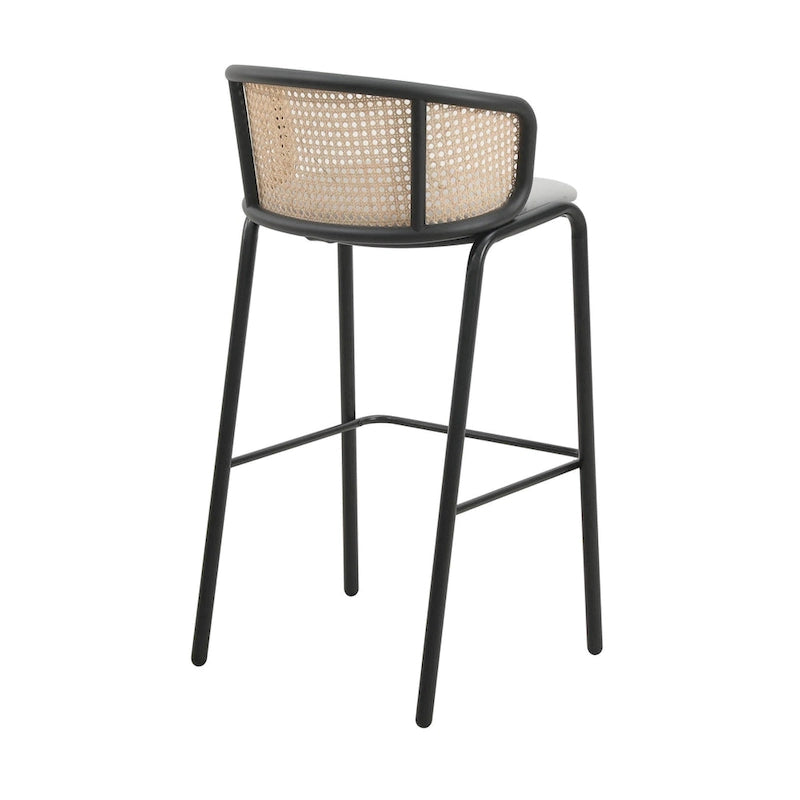 Tabouret de bar LeisureMod Ervilla avec cadre en acier thermolaqué noir, lot de 2 - 37