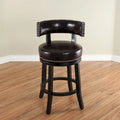Tabouret de comptoir Mossoro pivotant en bois et similicuir