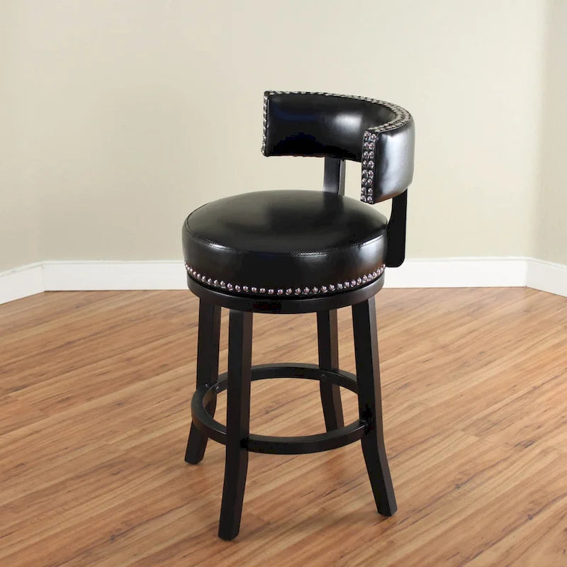 Tabouret de comptoir Mossoro pivotant en bois et similicuir