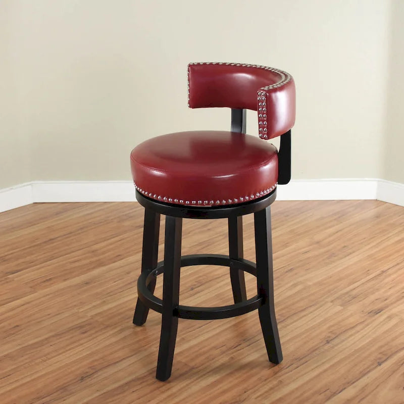 Tabouret de comptoir Mossoro pivotant en bois et similicuir