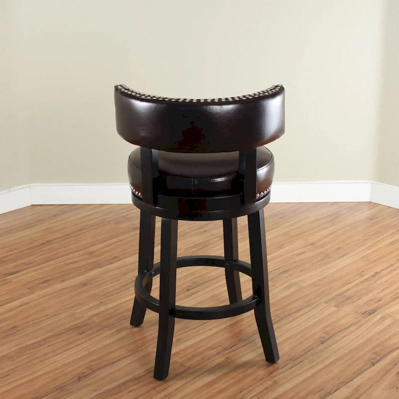 Tabouret de comptoir Mossoro pivotant en bois et similicuir