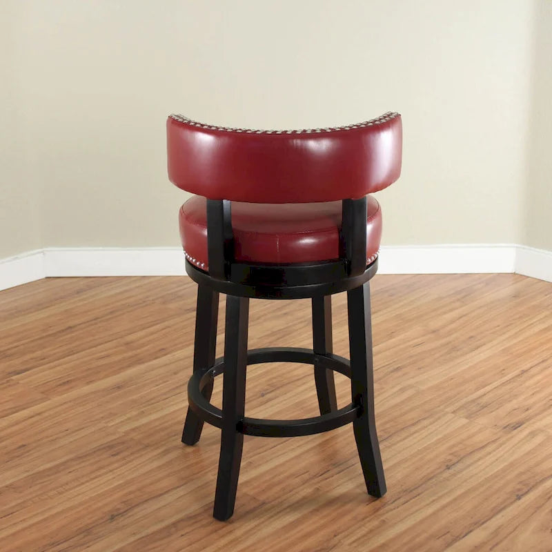 Tabouret de comptoir Mossoro pivotant en bois et similicuir