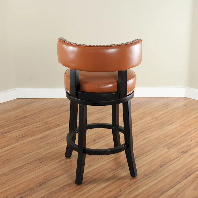 Tabouret de comptoir Mossoro pivotant en bois et similicuir