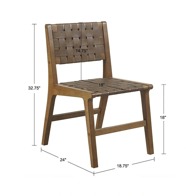 INK+IVY Oslo Chaises de salle à manger tressées en similicuir, lot de 2