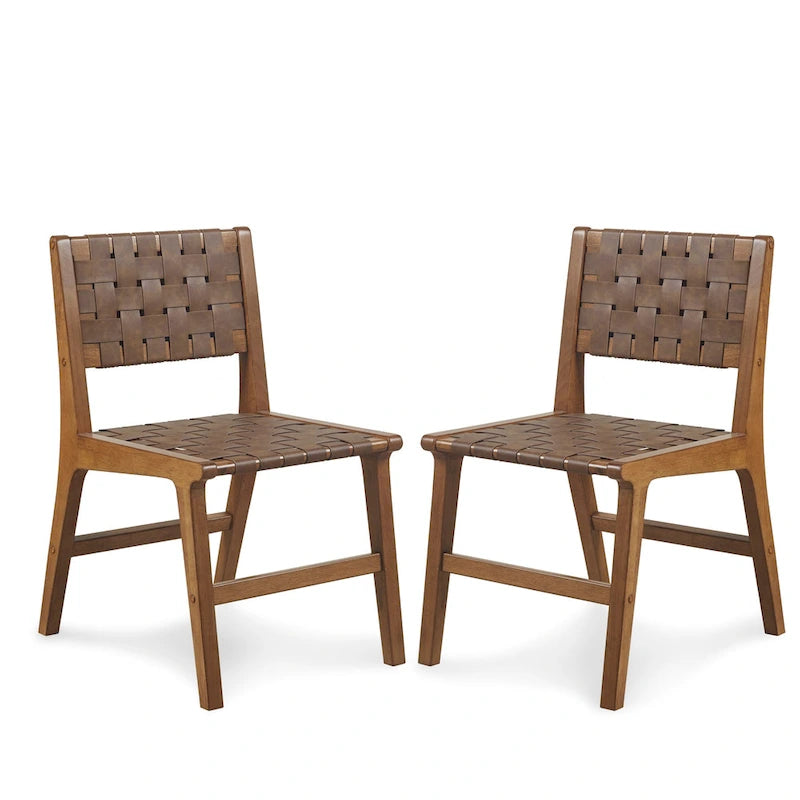 INK+IVY Oslo Chaises de salle à manger tressées en similicuir, lot de 2