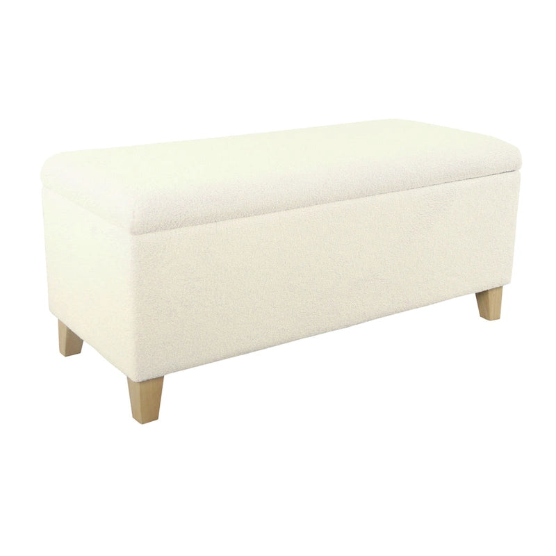 Banc de rangement HomePop en sherpa rembourré - Crème