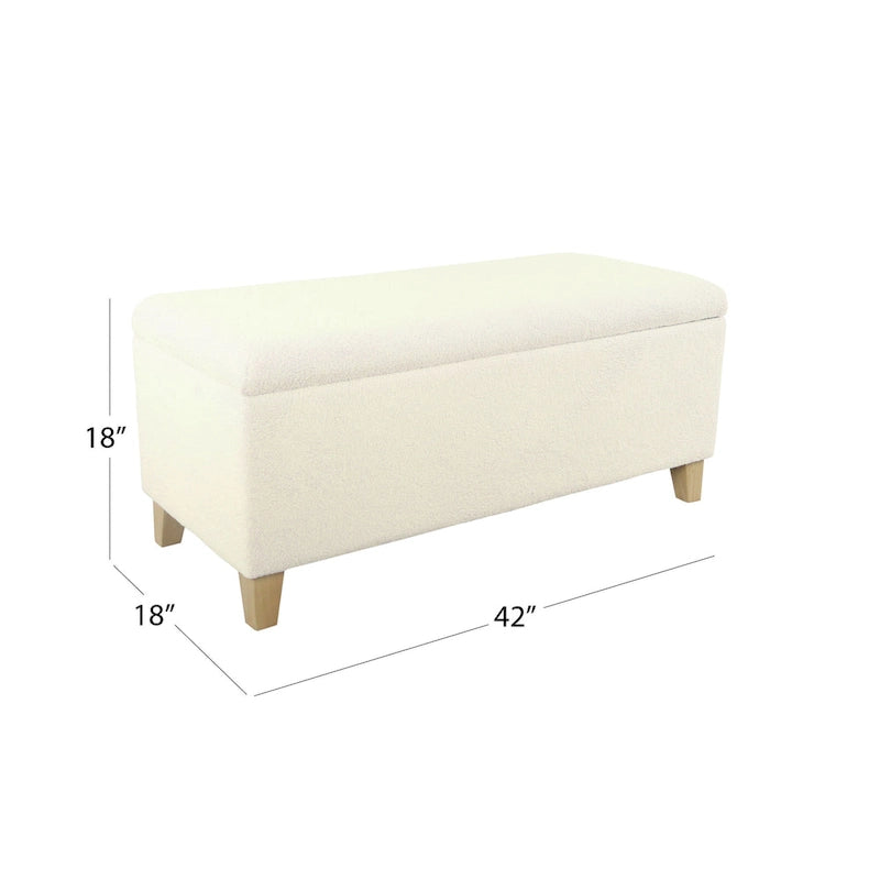 Banc de rangement HomePop en sherpa rembourré - Crème