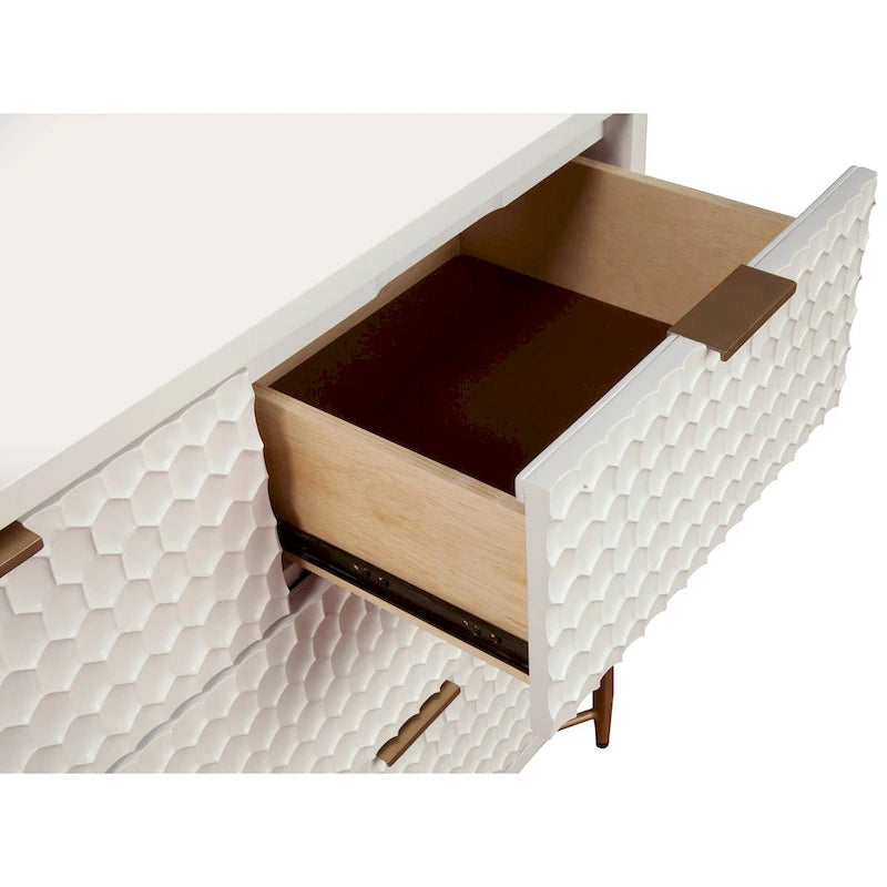 Meuble TV large Origins de 162,5 cm en bois blanc perle par Alpine White