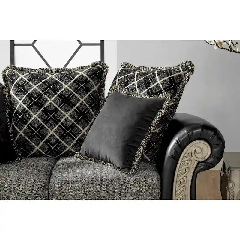 Ensemble canapé et causeuse en bois avec revêtement en tissu bicolore San Marino de Roundhill Furniture