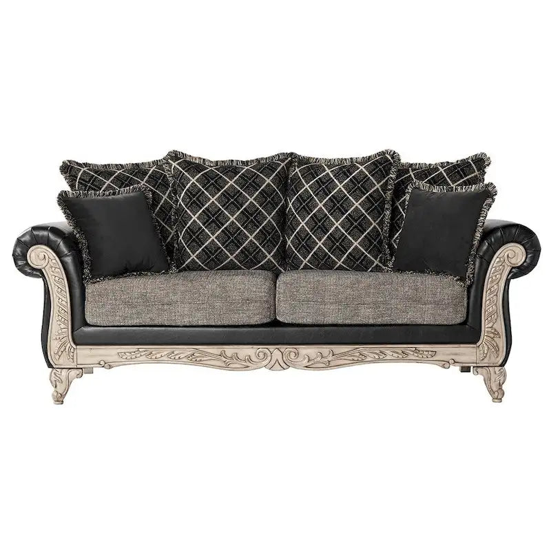 Ensemble canapé et causeuse en bois avec revêtement en tissu bicolore San Marino de Roundhill Furniture